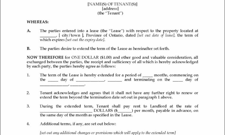 Sample Residential Lease Extension Agreement