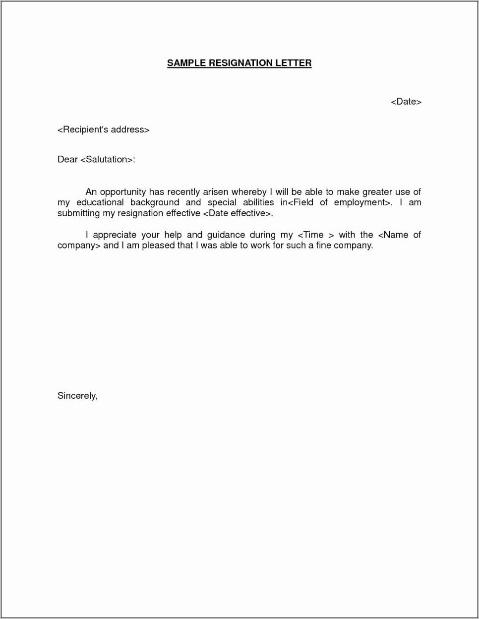 Sample Resignation Letter Constructive Discharge