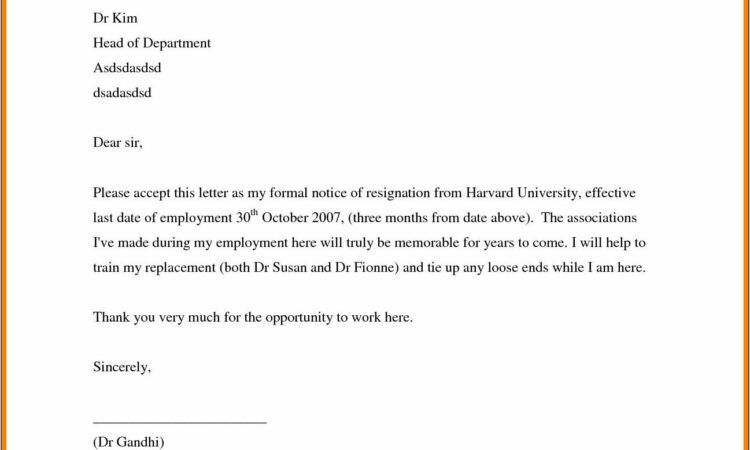 Sample Resignation Letter Template Email