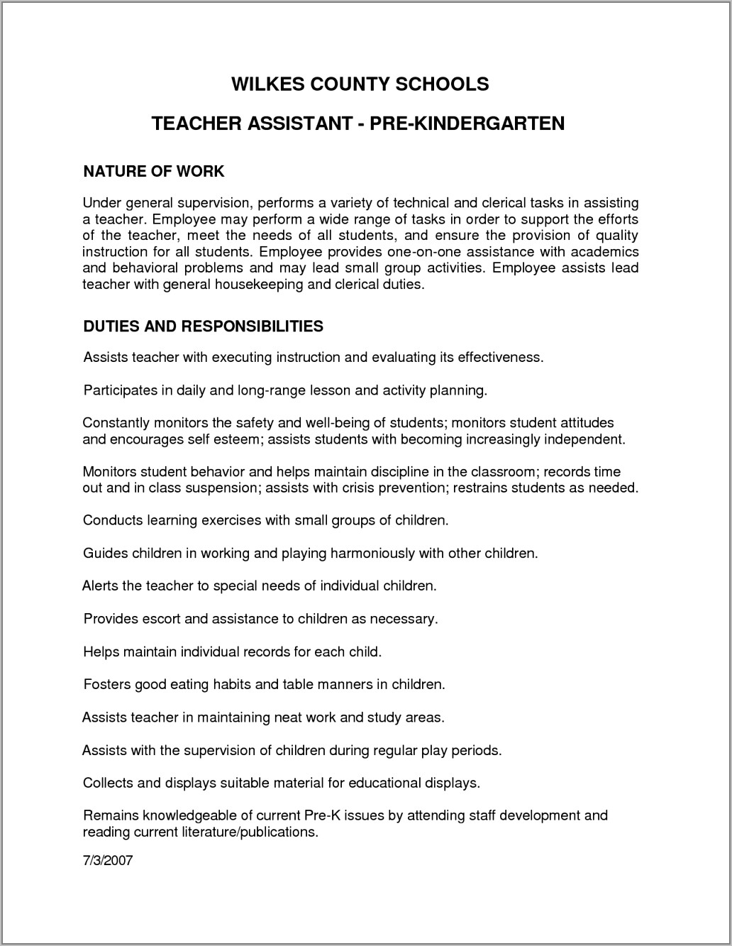 Sample Resume Cover Letter For Teacher Assistant