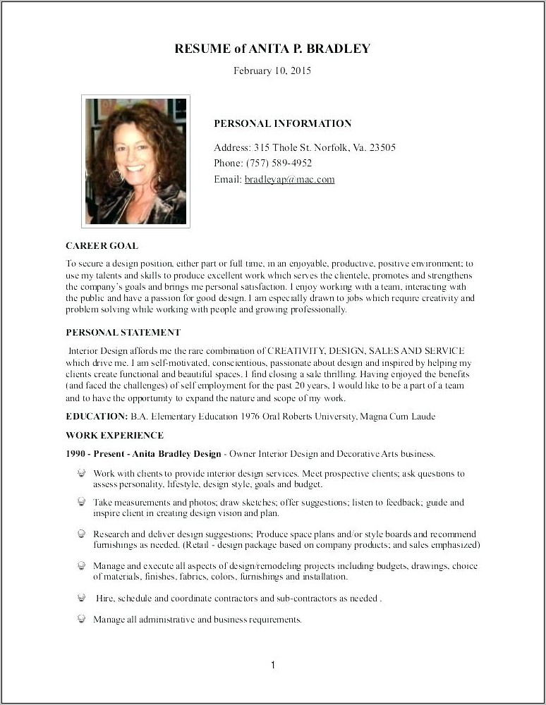 Sample Resume Employee Bio Template