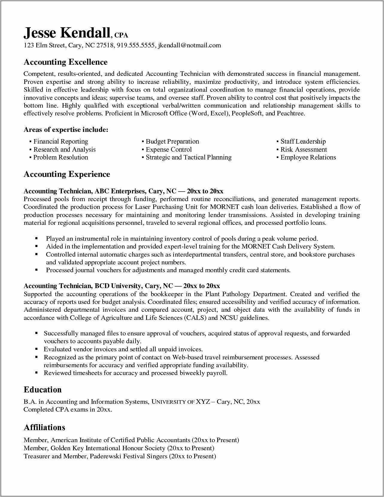 Sample Resume For Accounting Clerk With Experience