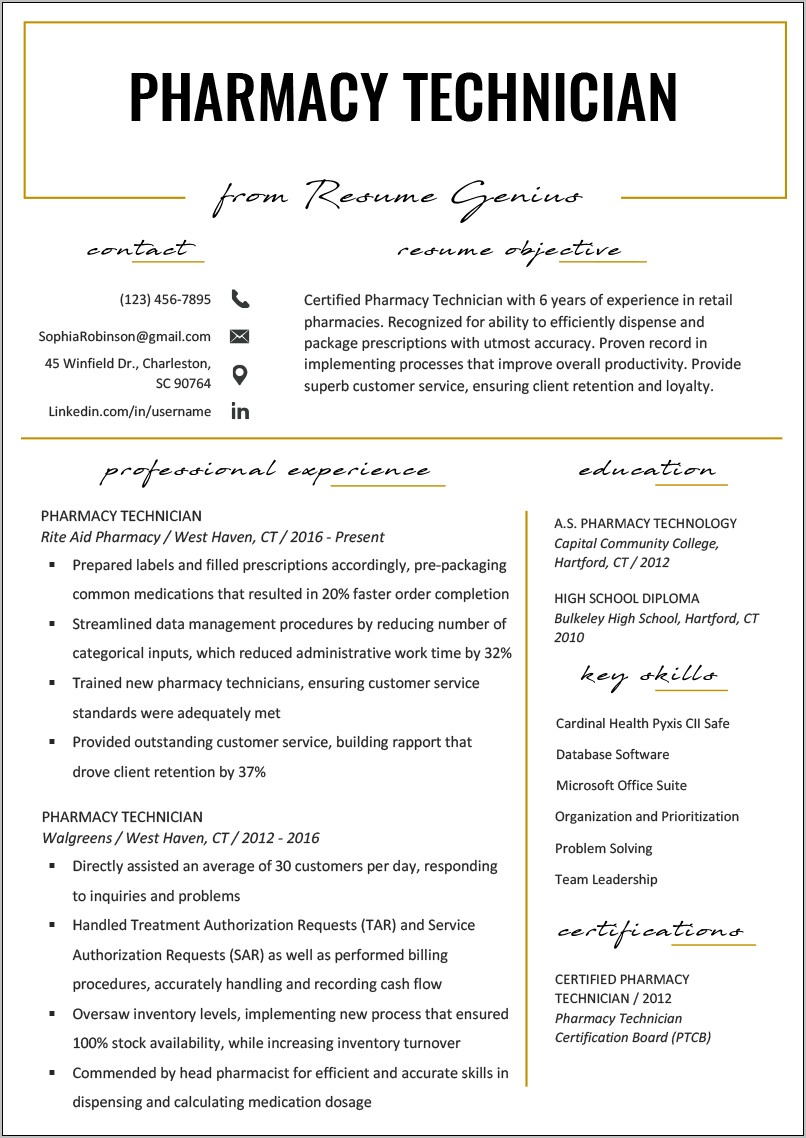 Sample Resume For Assistant Pharmacist Without Experience