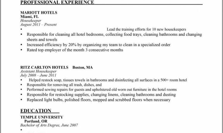 Sample Resume For Cleaning Job In Australia