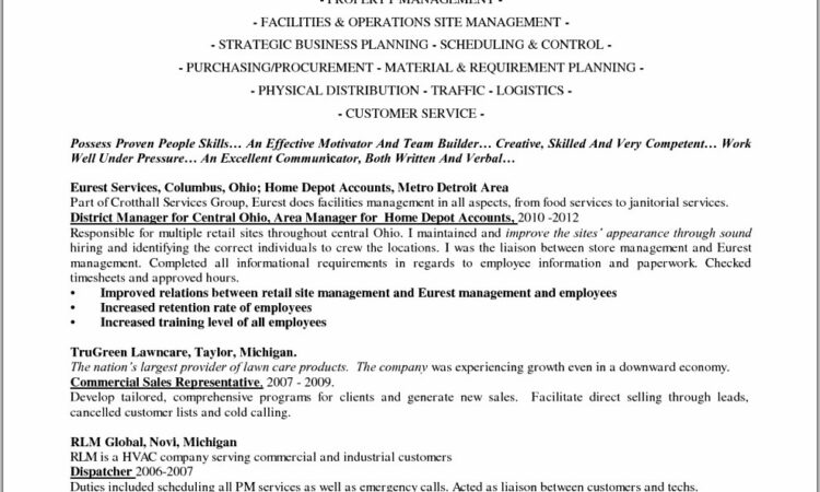 Sample Resume For Commercial Property Manager