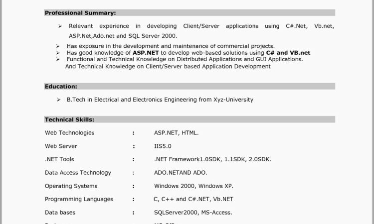 Sample Resume For Electrical Engineer Fresher Doc