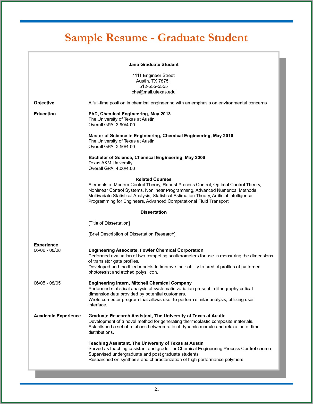 Sample Resume For Electrical Engineers