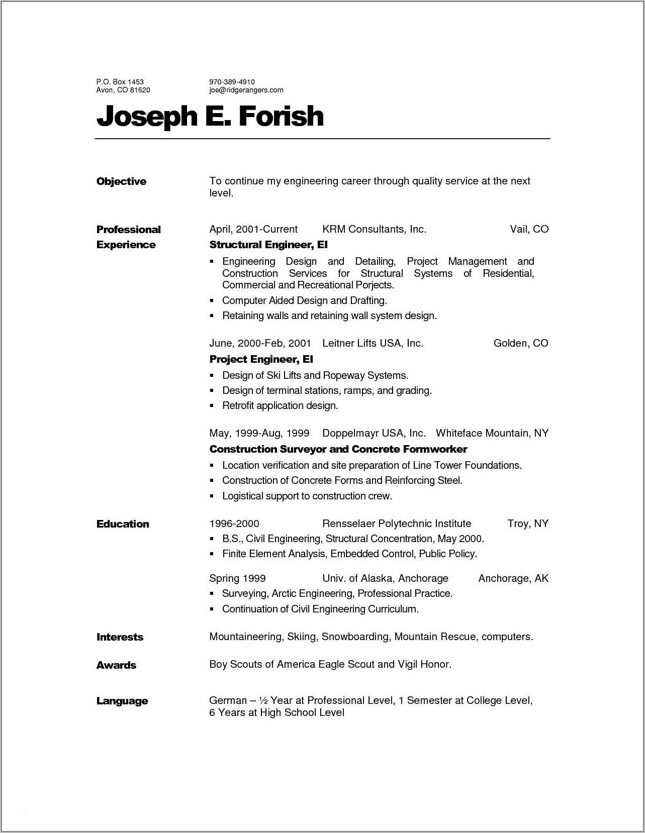 Sample Resume For Electrician Pdf