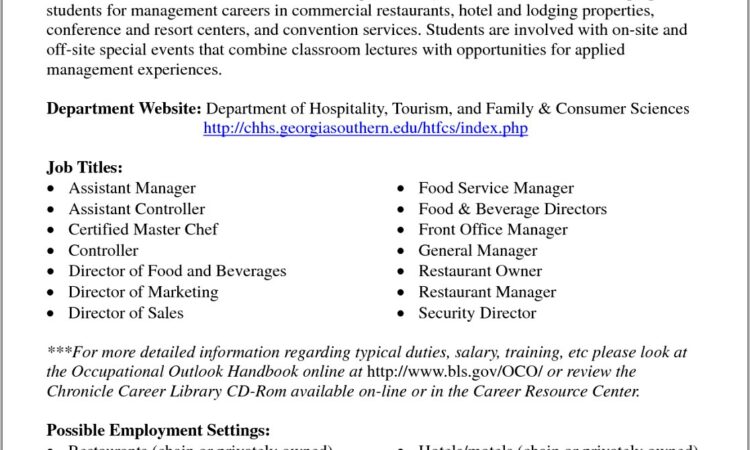 Sample Resume For Hotel Management Fresher