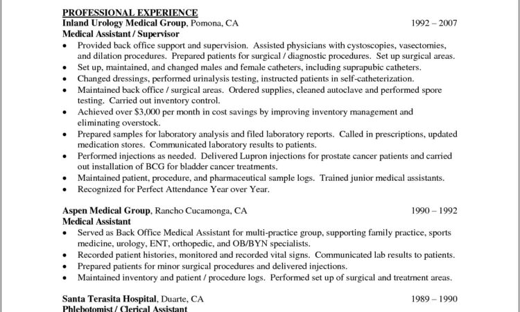 Sample Resume For Medical Assistants