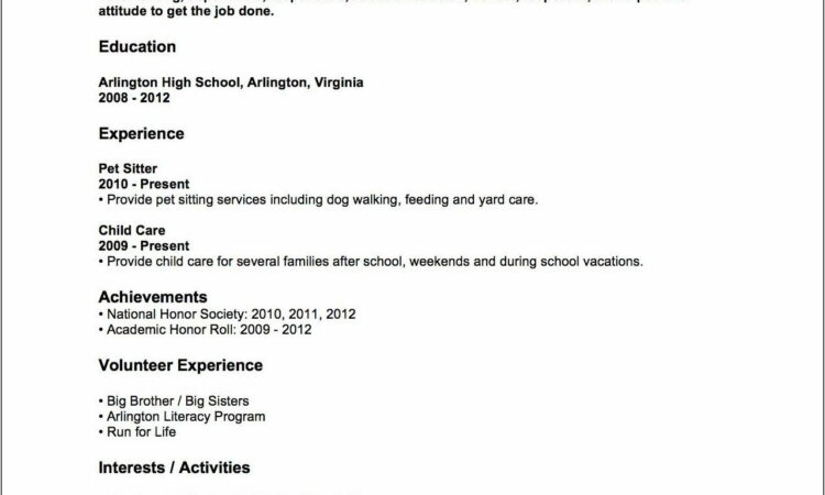 Sample Resume For No Experience College Student