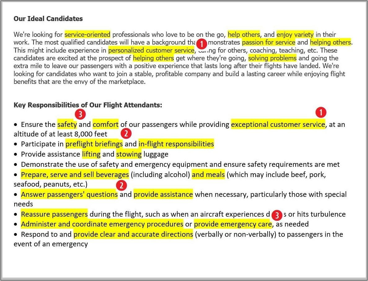 Sample Resume For No Experience Flight Attendant