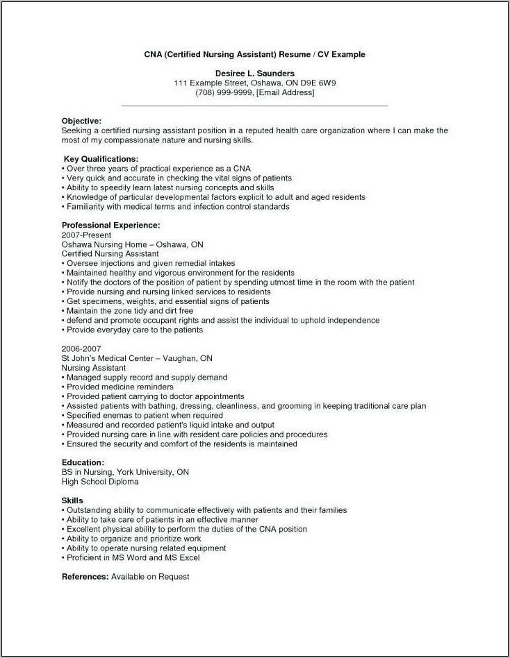 Sample Resume For No Experience Nurses