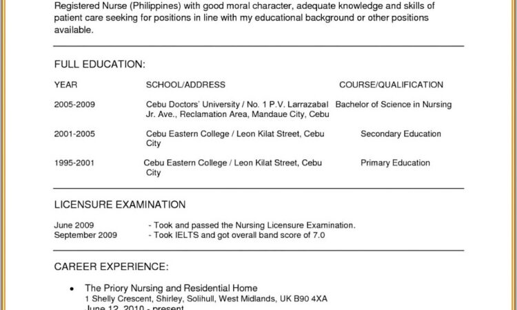 Sample Resume For Nurses In The Philippines