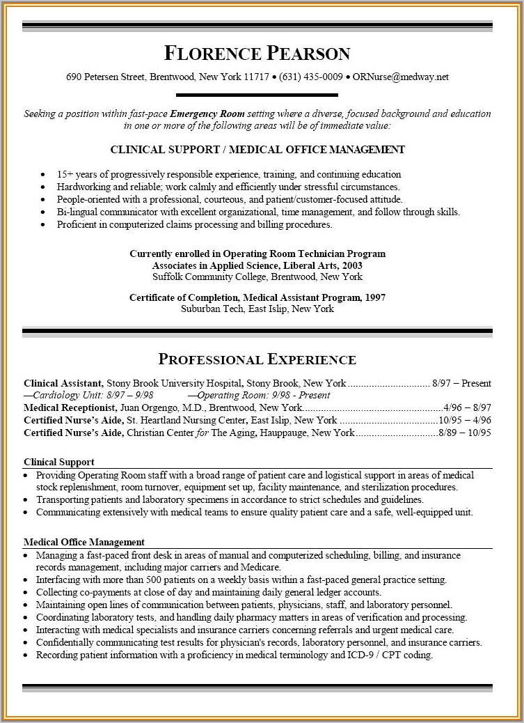 Sample Resume For Nurses With Experience