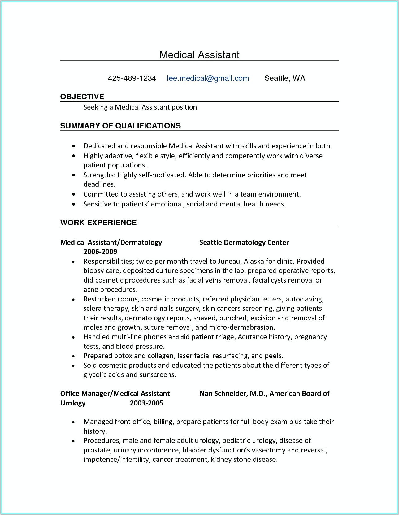 Sample Resume For Pediatric Dental Assistant