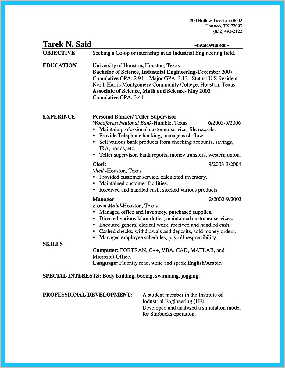 Sample Resume For Private Banking
