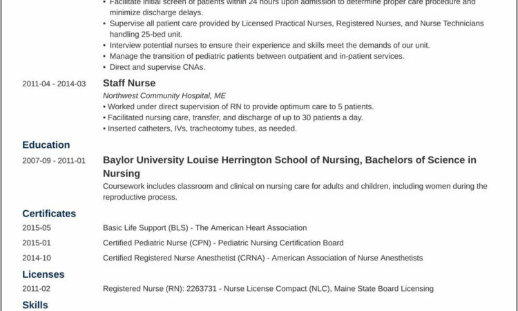 Sample Resume For Registered Nurse Australia