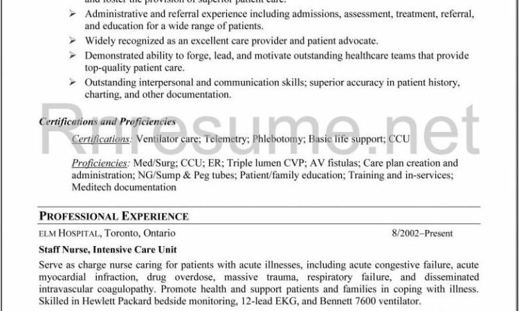 Sample Resume For Registered Nurse In Australia