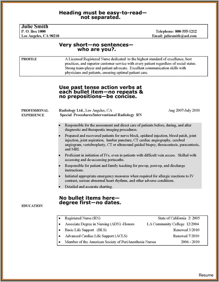 Sample Resume For Registered Nurses With Experience