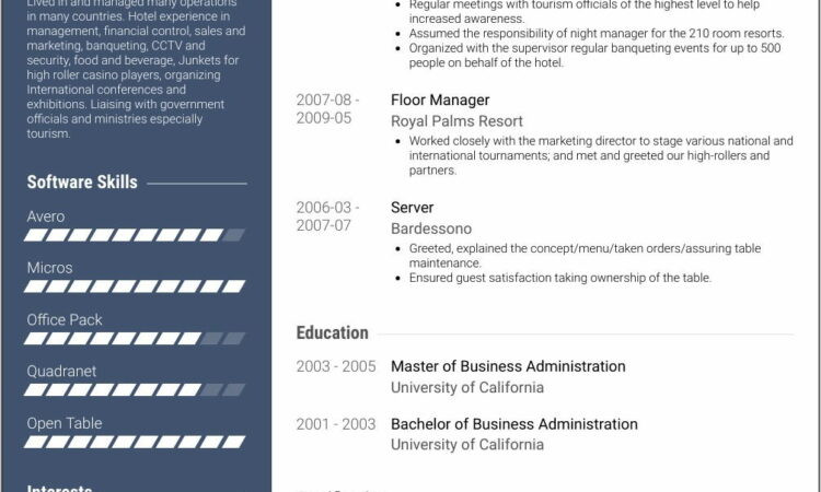 Sample Resume For Restaurant Floor Manager