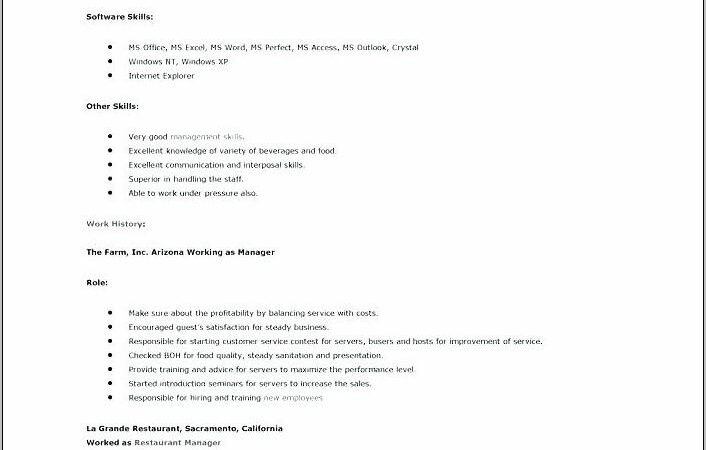 Sample Resume For Restaurant Manager Objectives