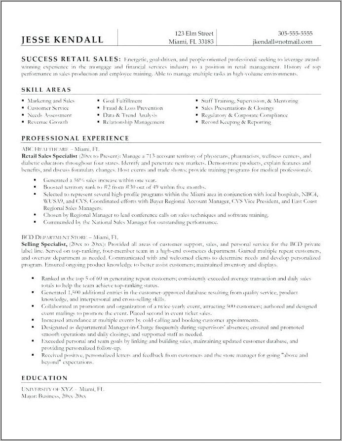 Sample Resume For Retail Jobs In Australia