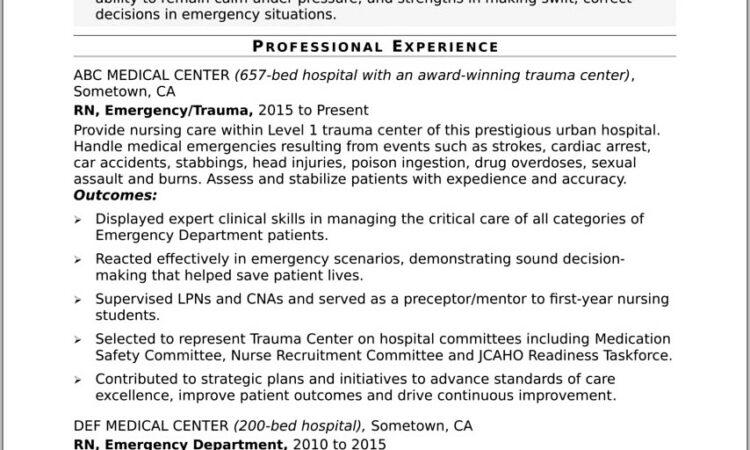 Sample Resume For Rn Nurse