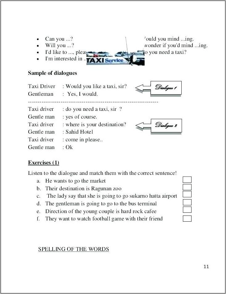 Sample Resume For Taxi Driver Position