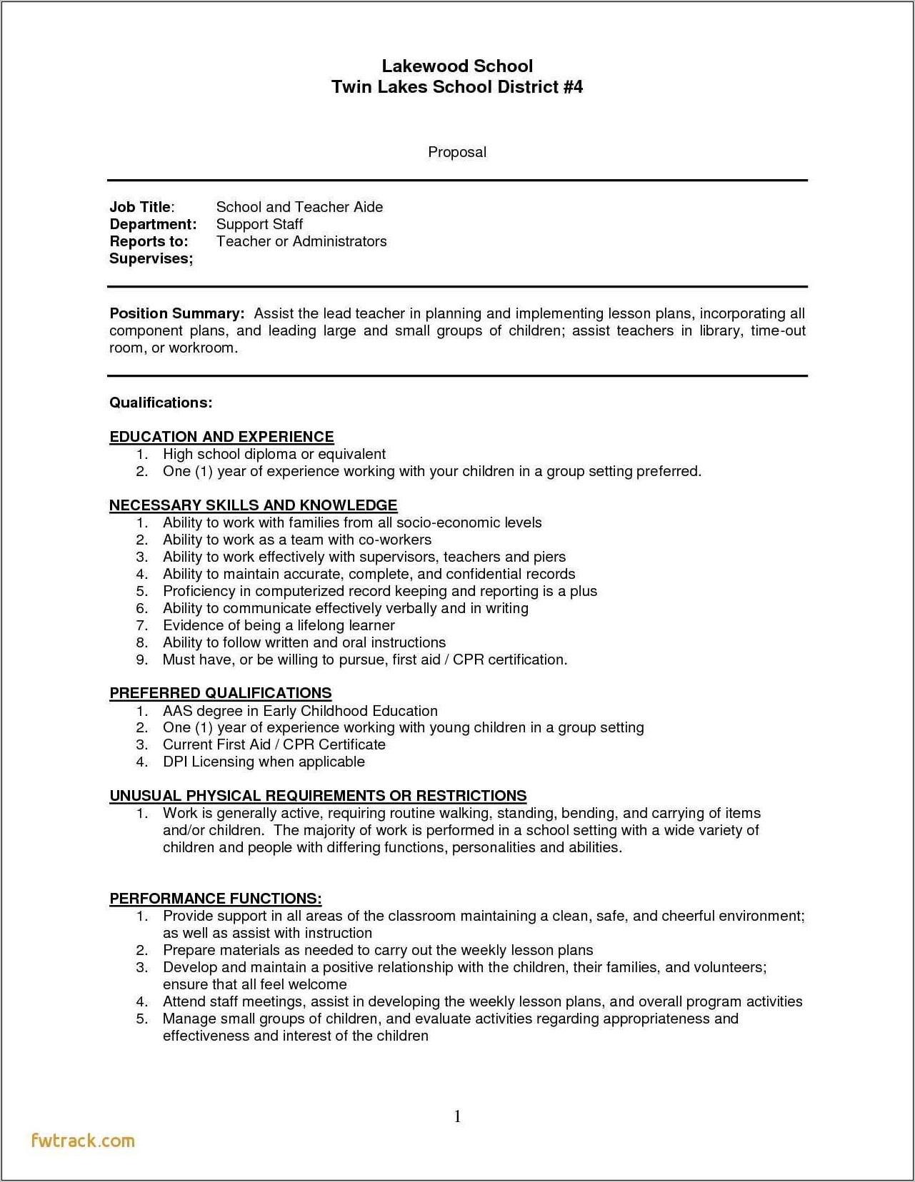 Sample Resume For Teacher Without Teaching Experience