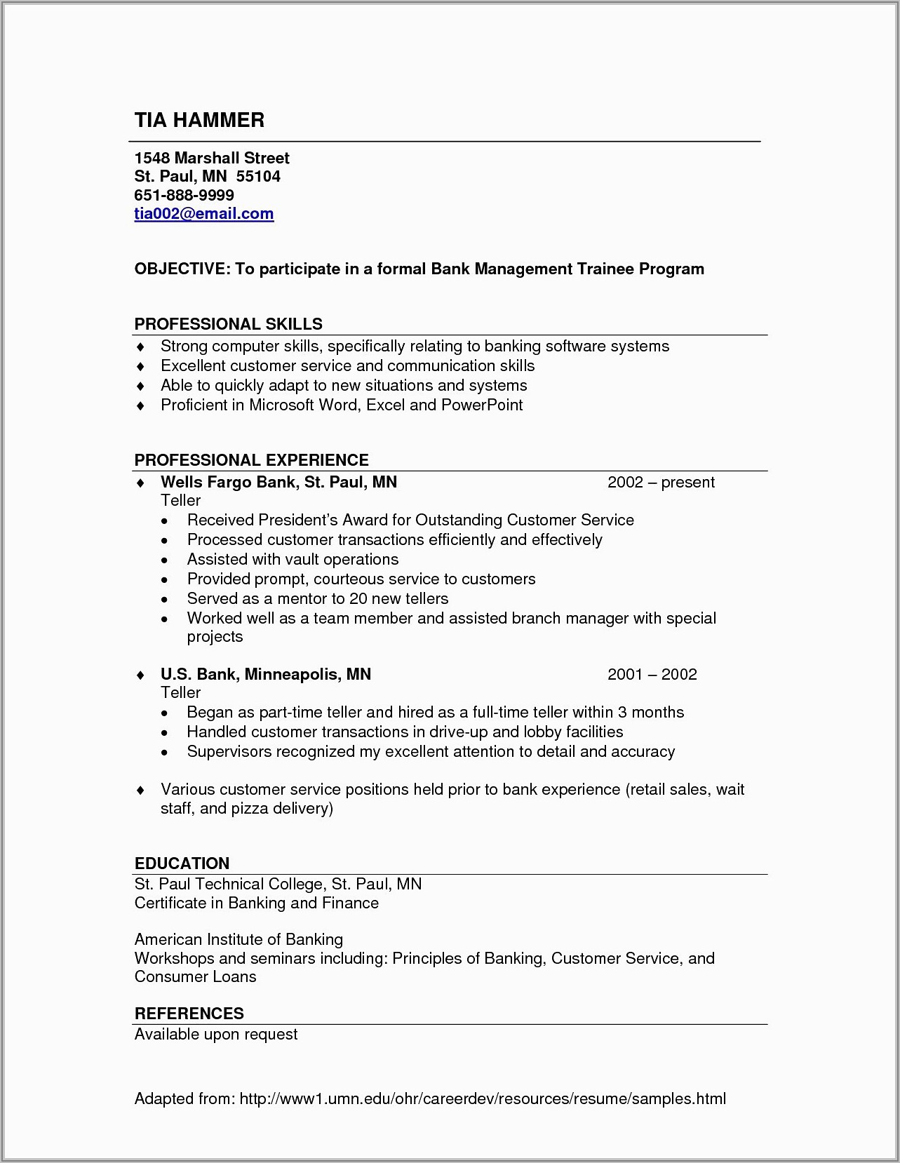 Sample Resume Format For Applying Abroad
