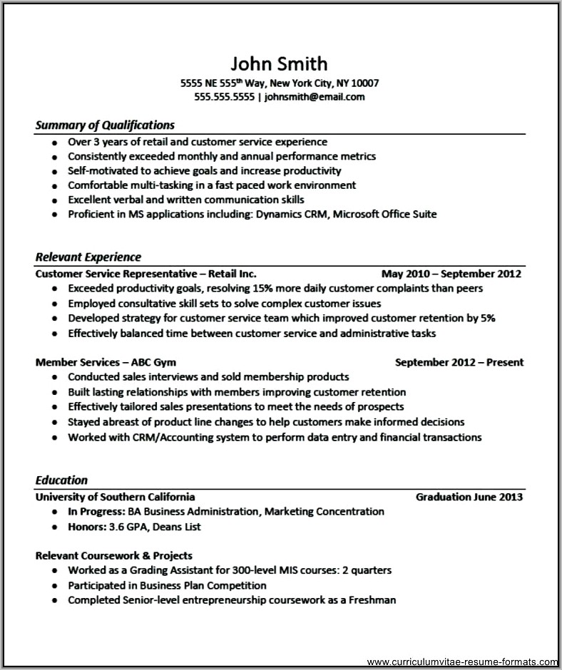 Sample Resume Templates For Experienced It Professionals