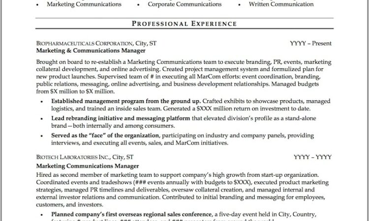 Samples Of Professional Resumes