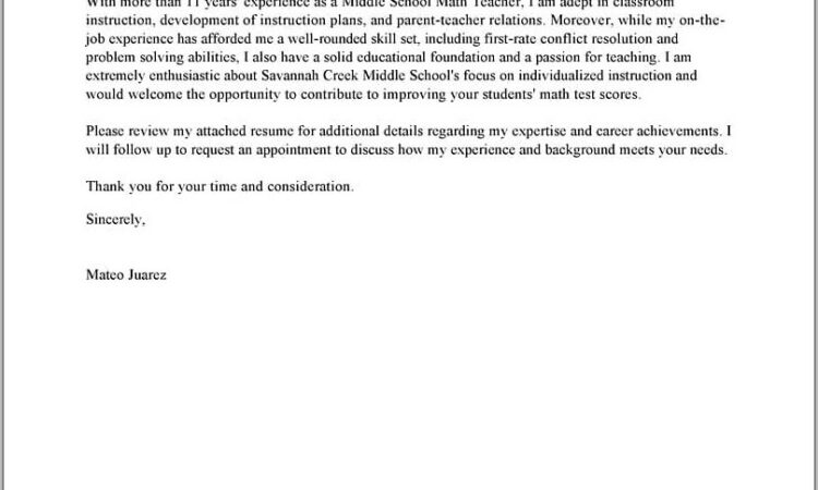 Samples Of Teacher Resumes And Cover Letters