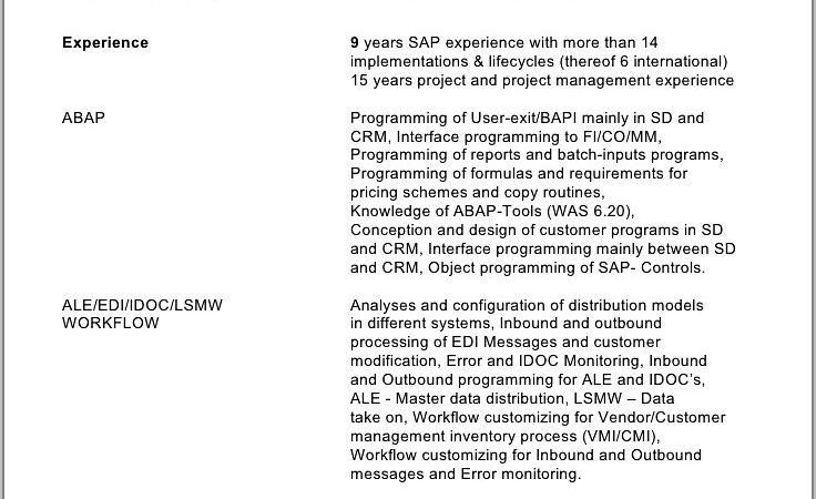 Sap Data Migration Consultant Resume