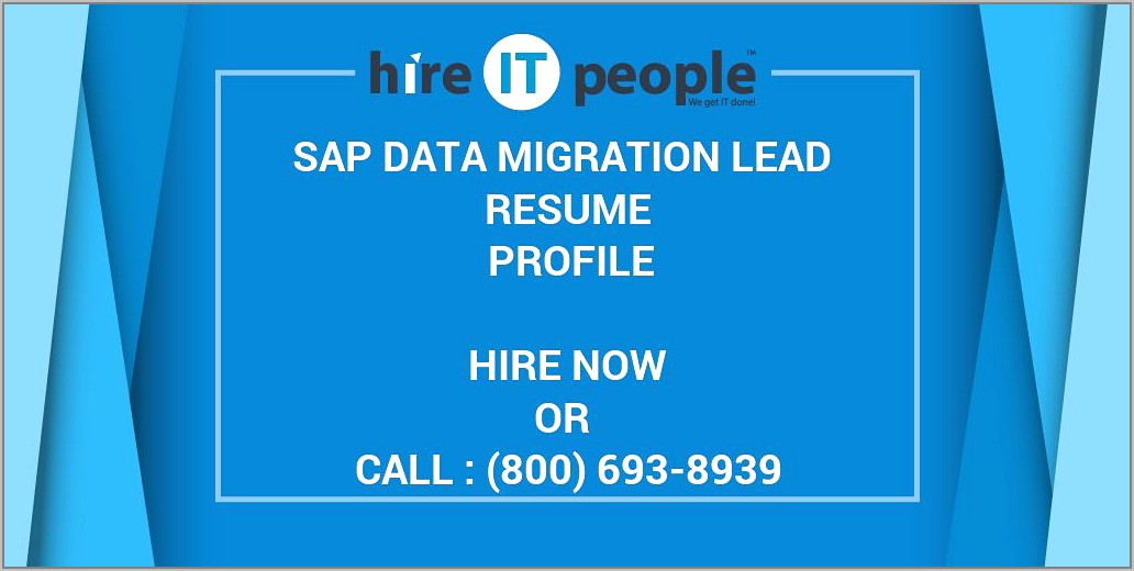 Sap Data Migration Lead Resume