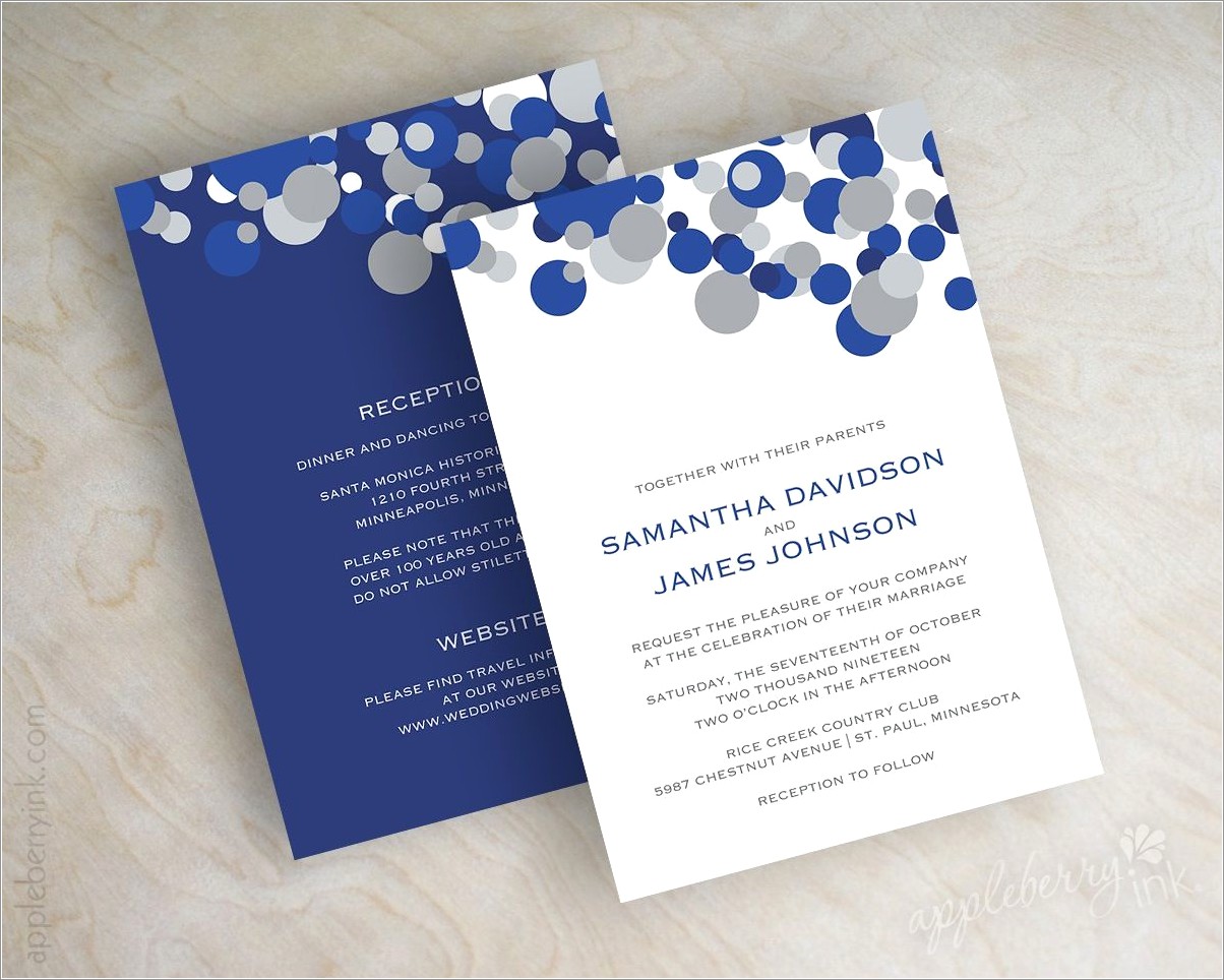 Sapphire Blue And Silver Wedding Invitations