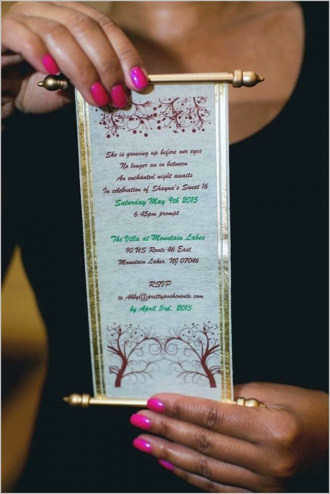 Scroll Invitations For Sweet 16