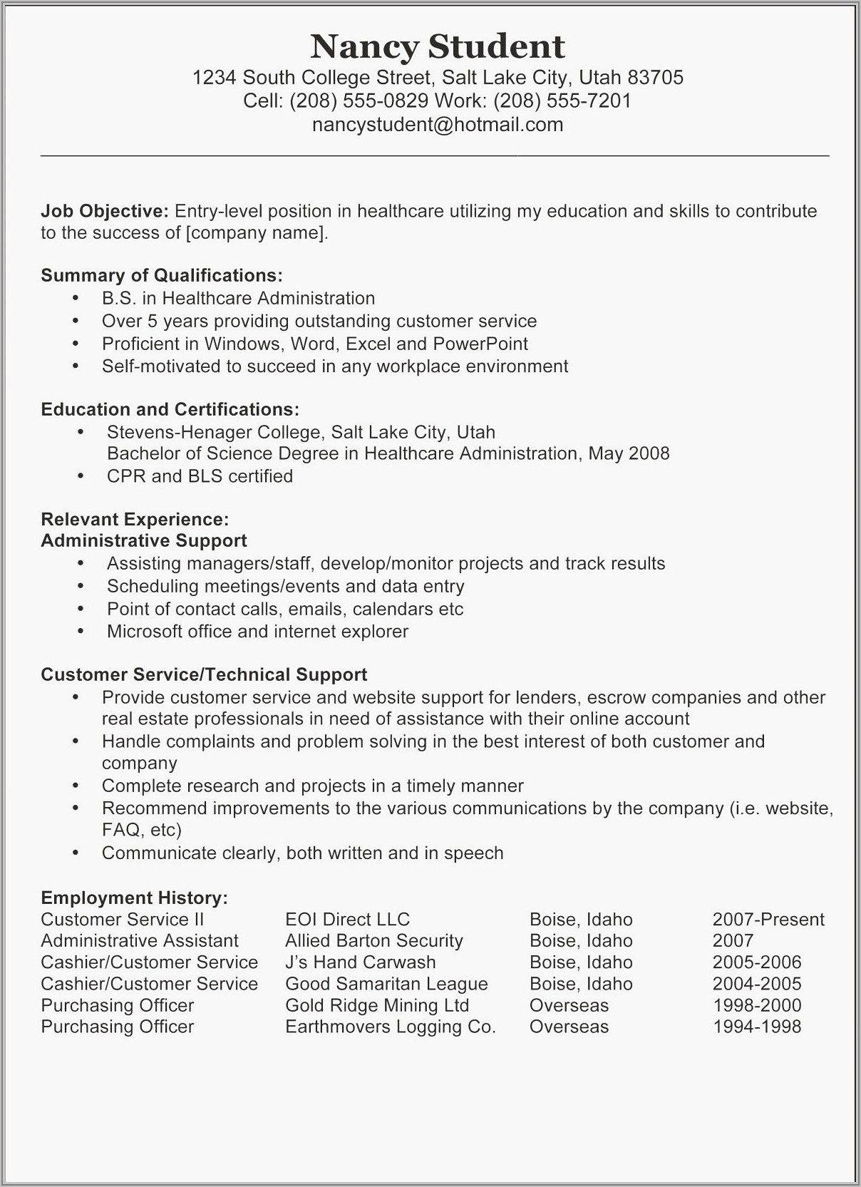 Security Guard Resume Format Download