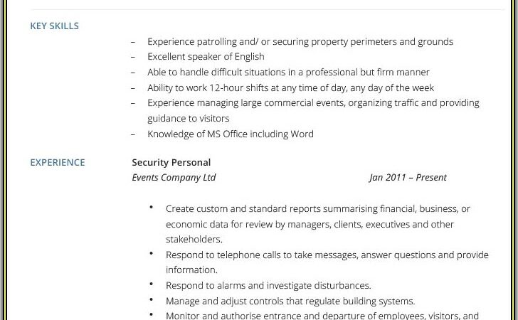 Security Officer Resume Format