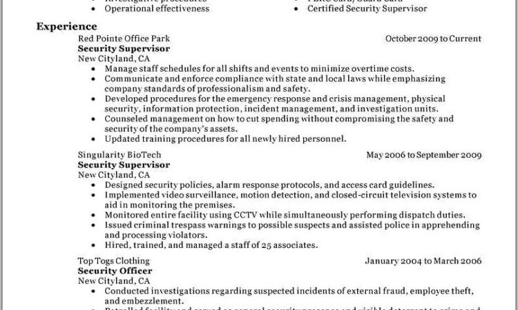 Security Officer Resume Sample Objective