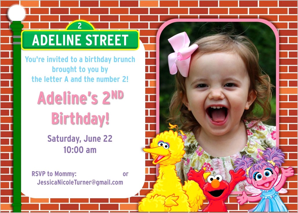 Sesame Street 2nd Birthday Invitations