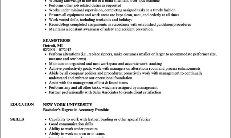 Sewing Machine Operator Resume Sample