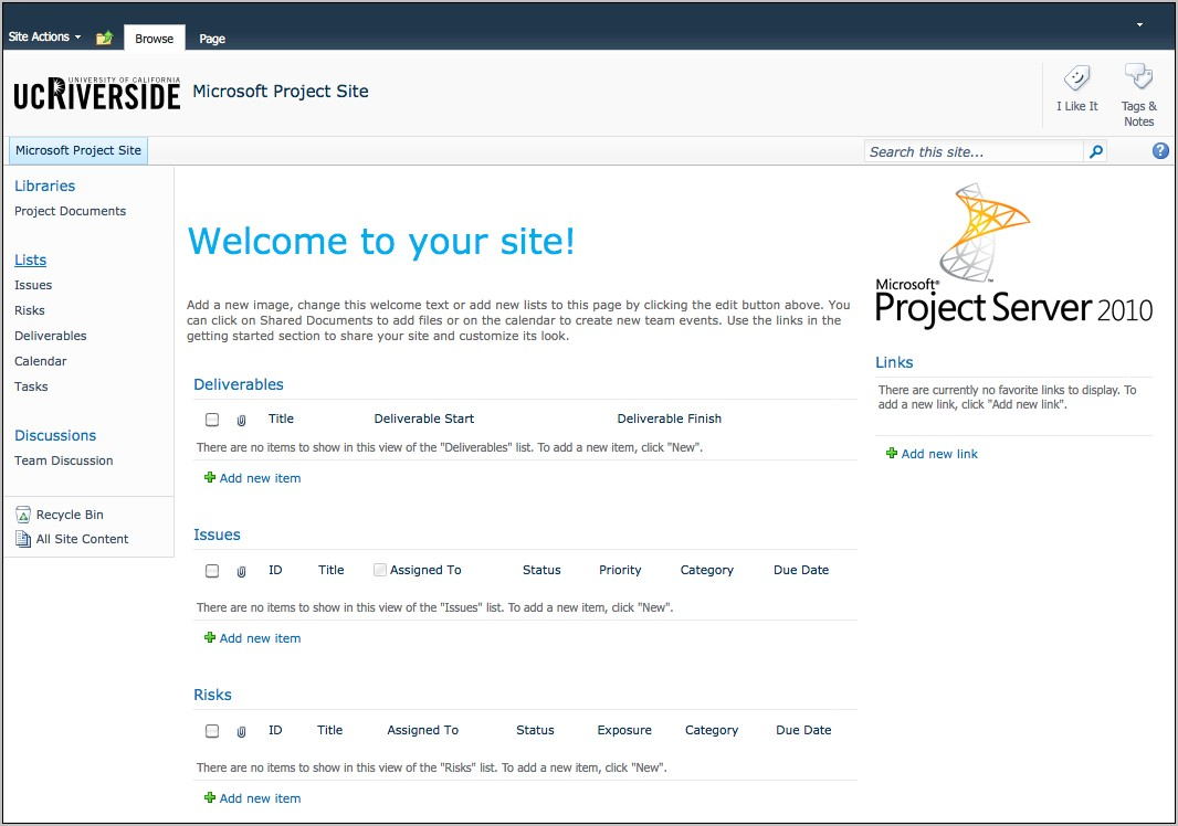 Sharepoint 2010 Project Tracking Workspace Template