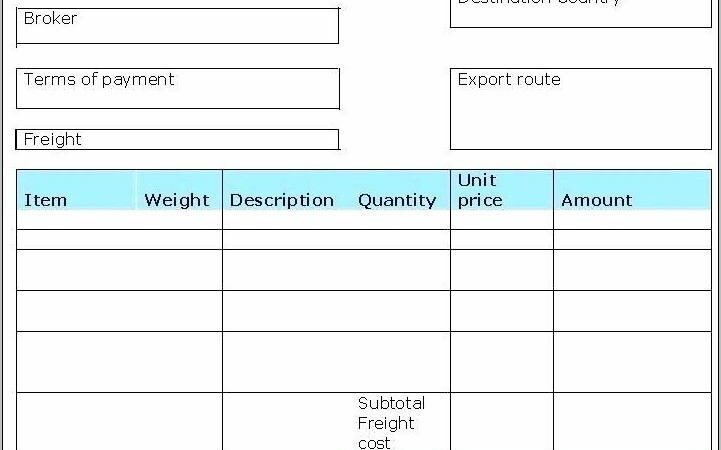 Shipping Commercial Invoice Template Word