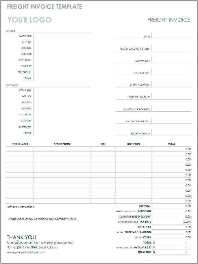 Shipping Freight Invoice Templates