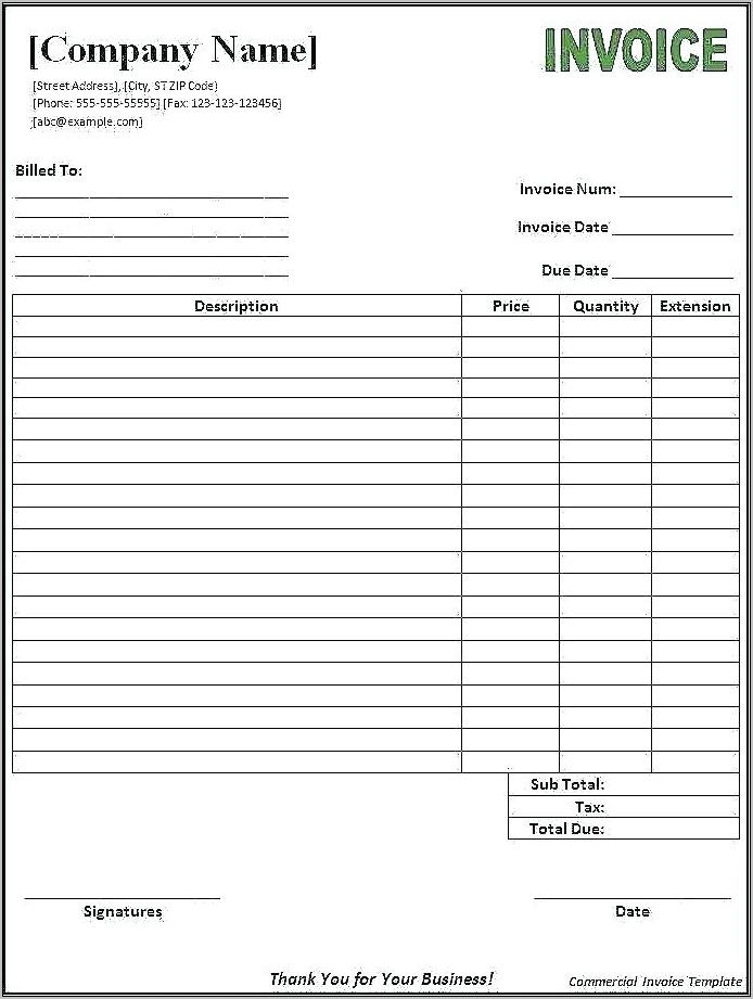Shipping Invoice Form Template Word