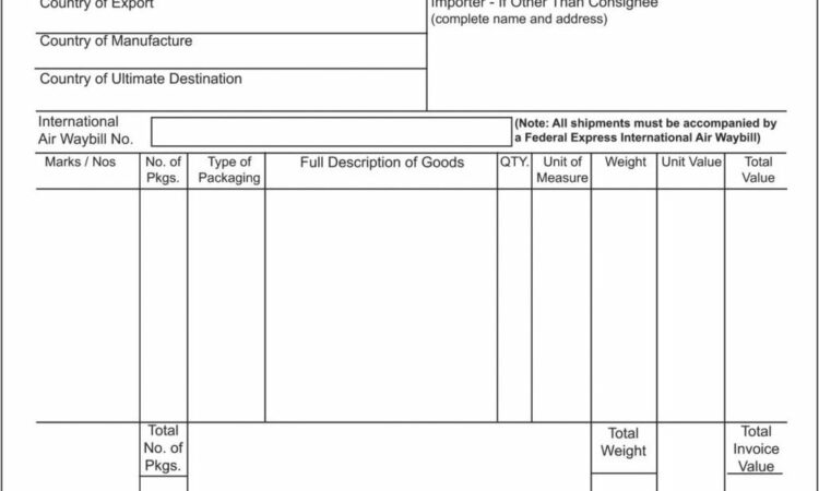 Shipping Invoice Format In Word