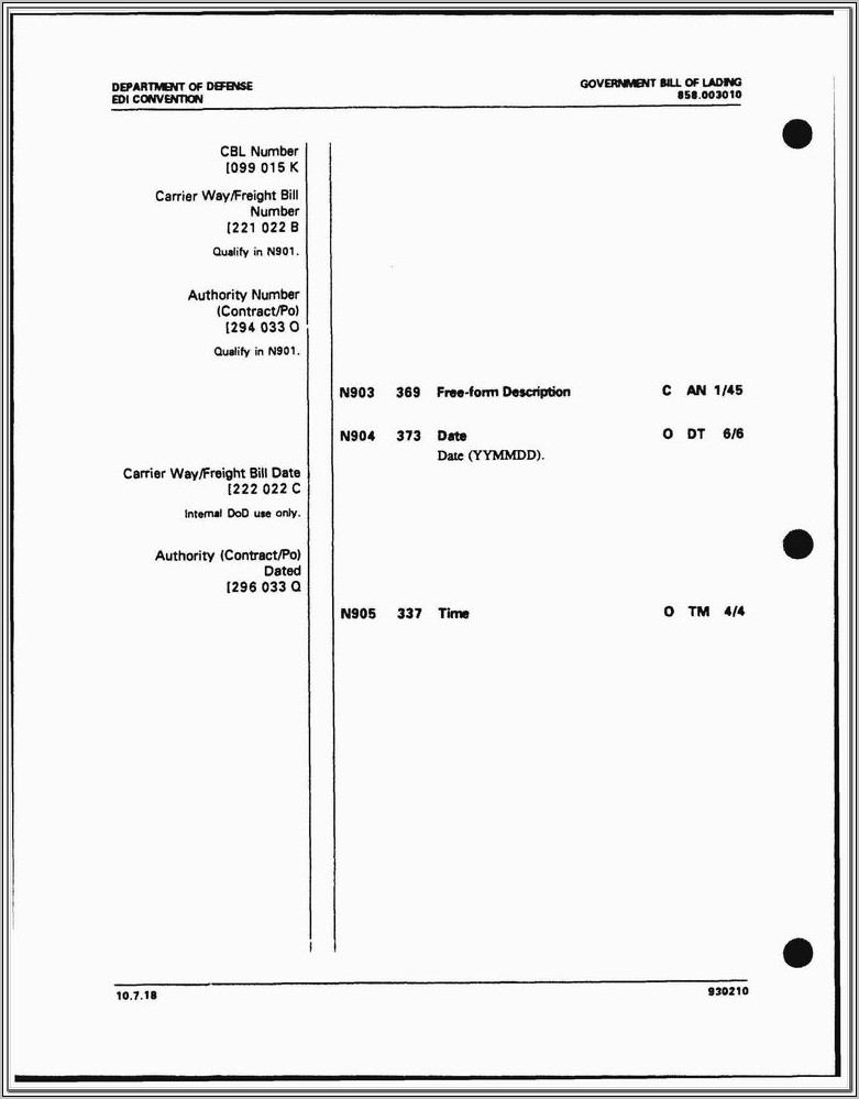 Short Form Bill Of Lading Template Free