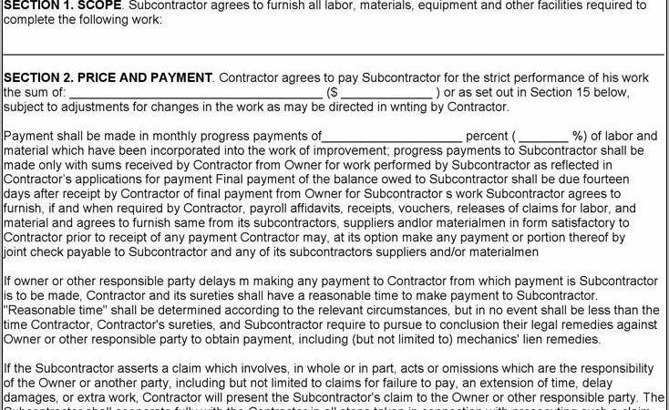 Short Form Standard Subcontract Agreement